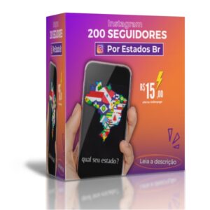 Oferta de 200 seguidores reais no Instagram por R$15,00, segmentado por estado no Brasil